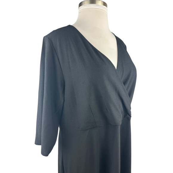 Eileen Fisher Faux Wrap Dress Black Stretch Slinky Jersey Women's Plus Size 1X - Picture 5 of 15